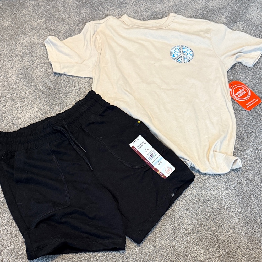 Wonder Nation Cream and Black Kids Matching Set